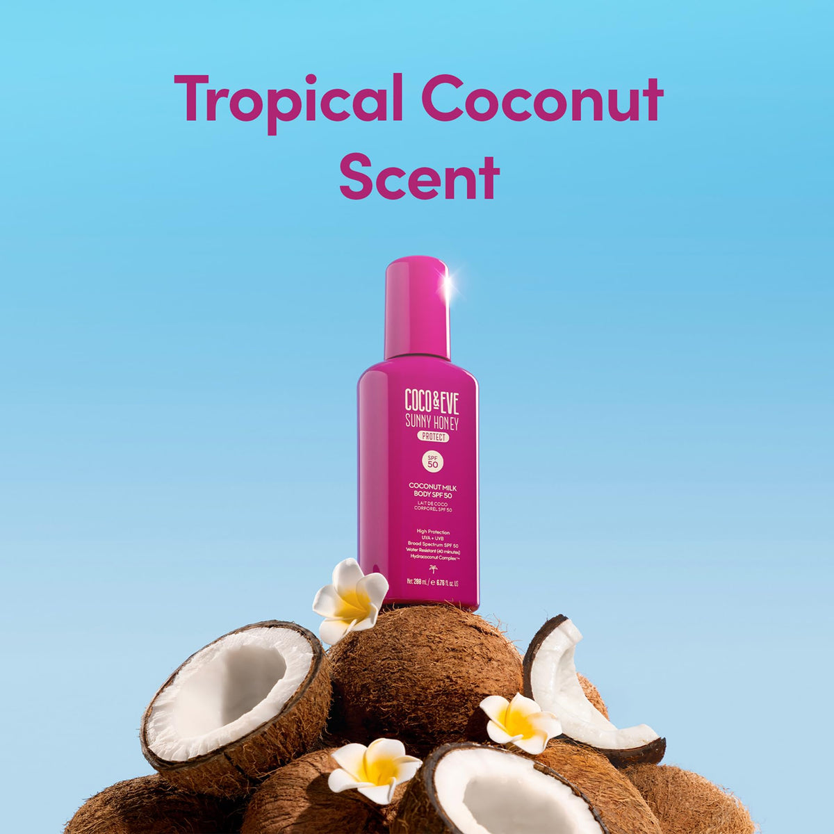 Coco & Eve Coconut Milk Body Sunscreen SPF 50 lifestyle scene