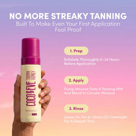 Coco & Eve Sunny Honey Self Tanner Foam texture on hand