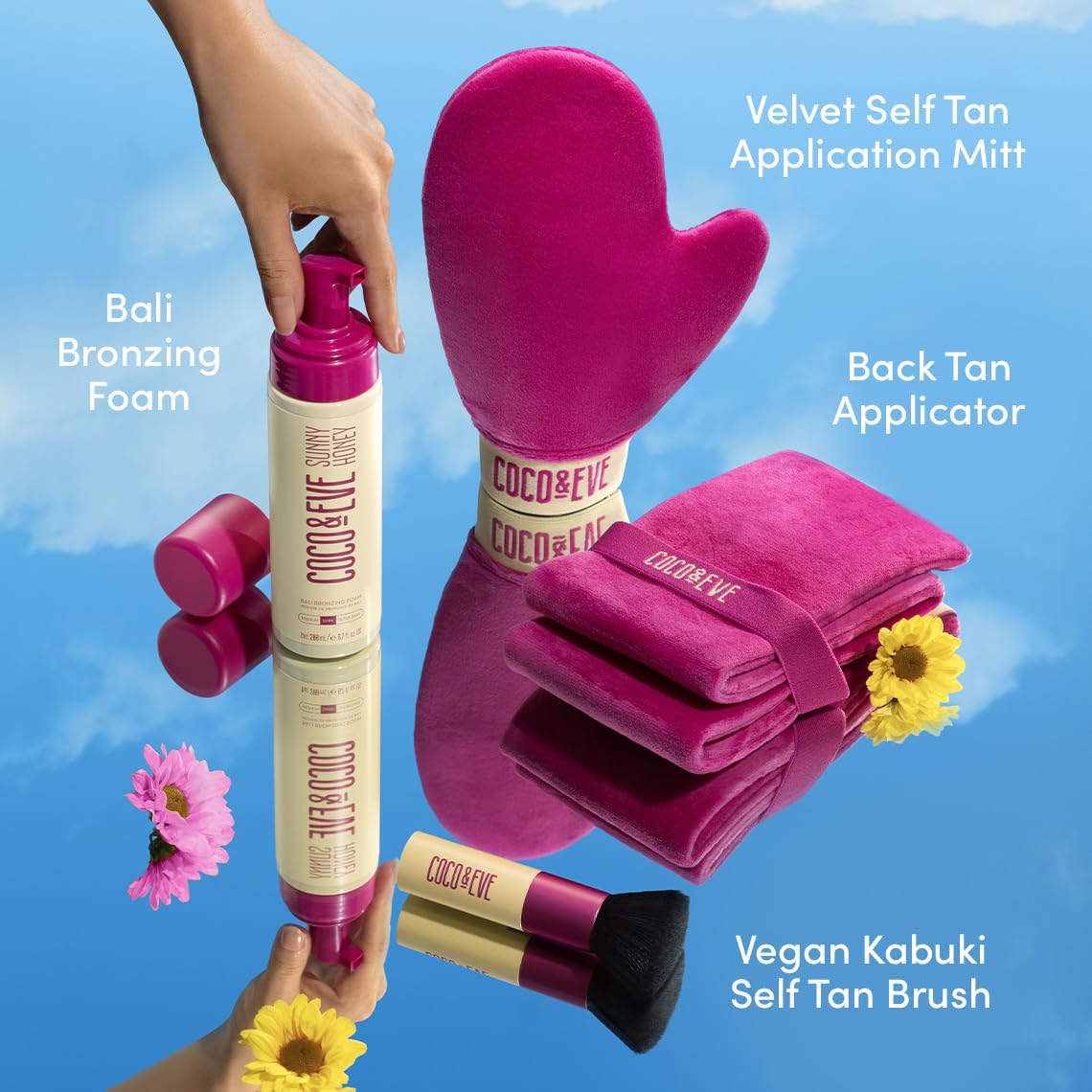 Coco & Eve tanning mitt and kabuki brush included