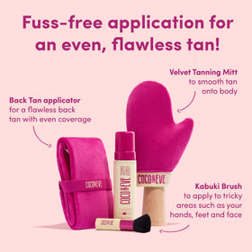Coco & Eve tanning mitt and kabuki brush included in the set