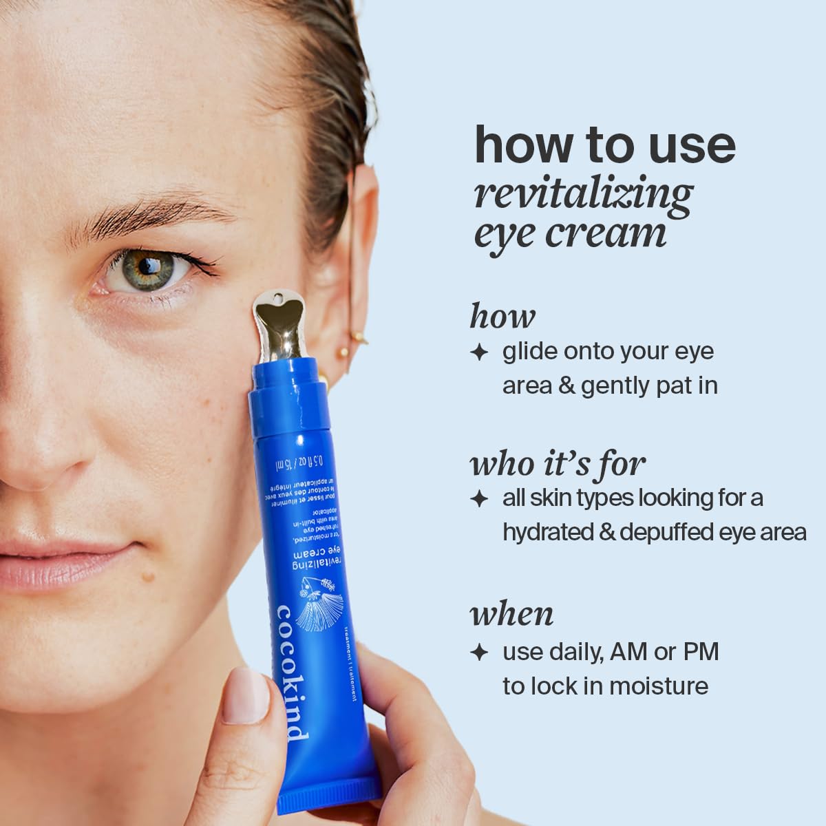 Cocokind Revitalizing Eye Cream application on skin