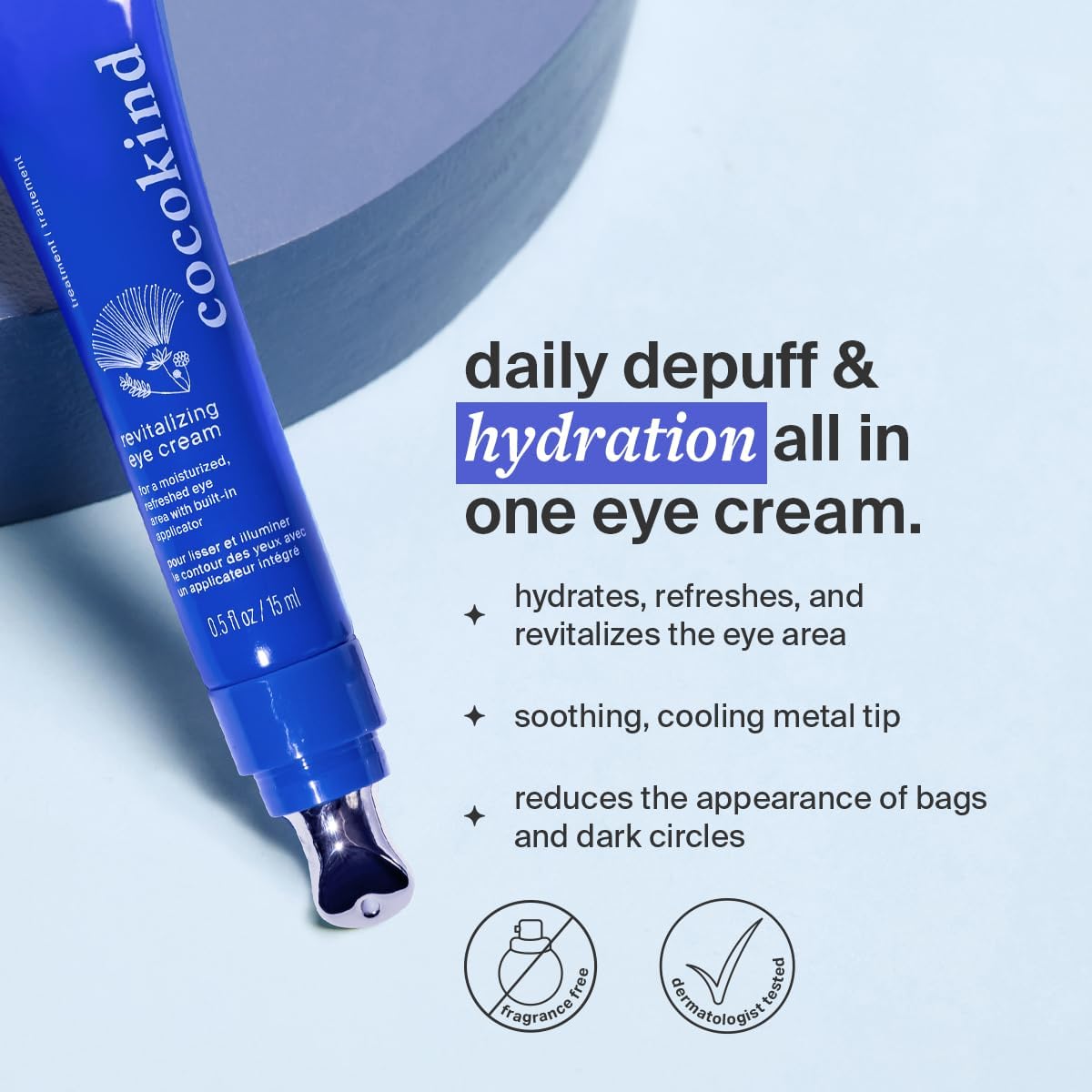 Cocokind Revitalizing Eye Cream metal applicator tip close-up