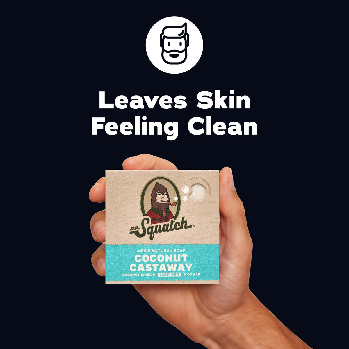 Coconut Castaway bar soap from Dr. Squatch close-up