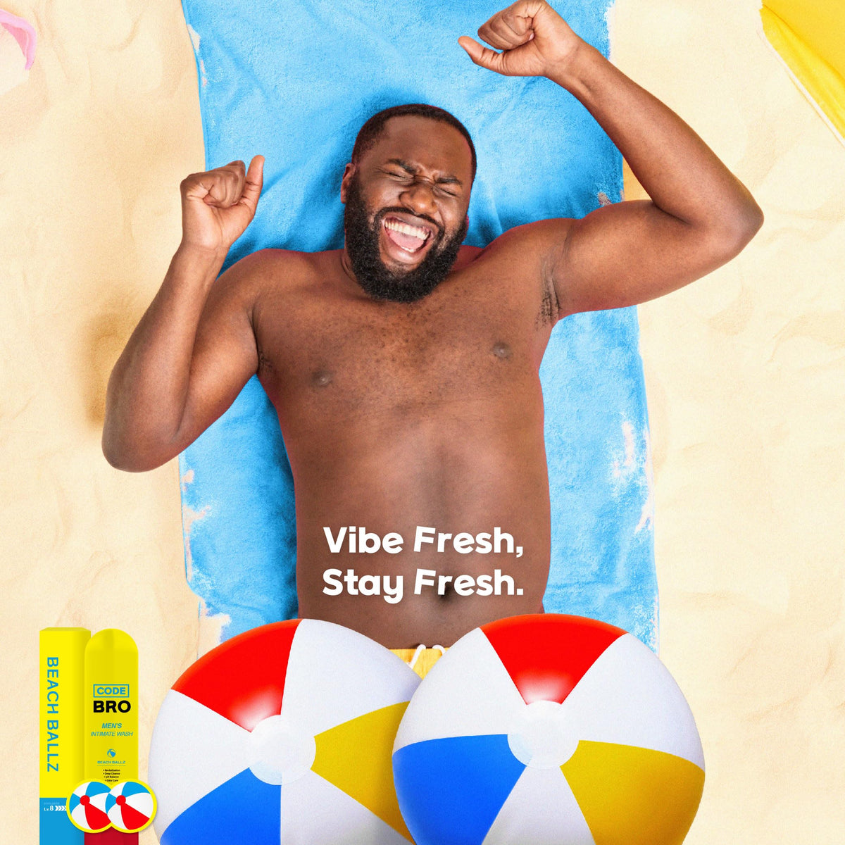 Code Bro Beach Ballz Men's Intimate Wash 250ml bottle side view