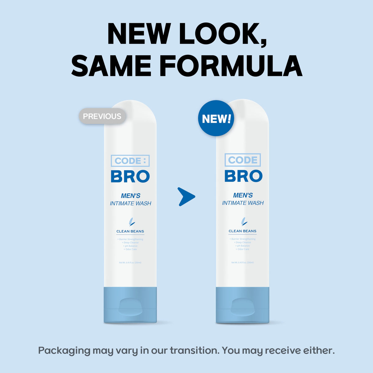 Code Bro Men's Intimate Wash Clean Beans with water droplets