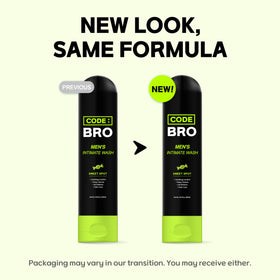 Code Bro Men's Intimate Wash Sweet Spot 250ml on a shower shelf