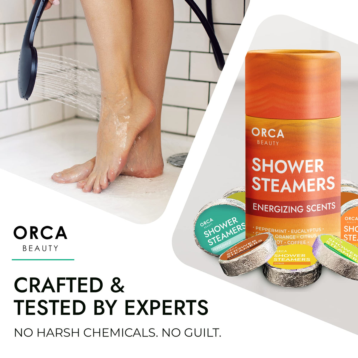 Coffee shower steamer with coffee beans