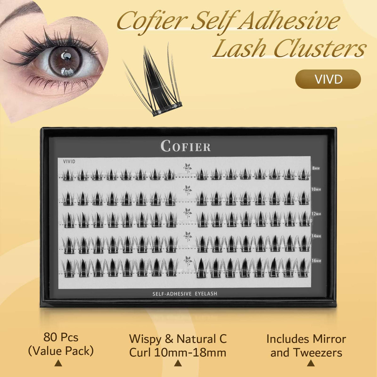 CoFier lash clusters in various lengths displayed