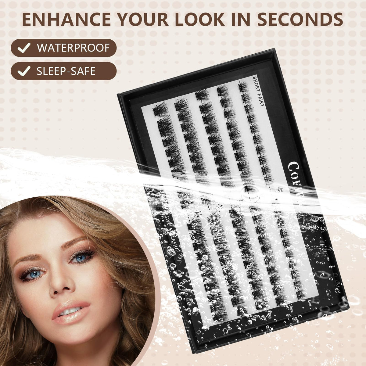 CoFier lash clusters with cotton swabs and tools