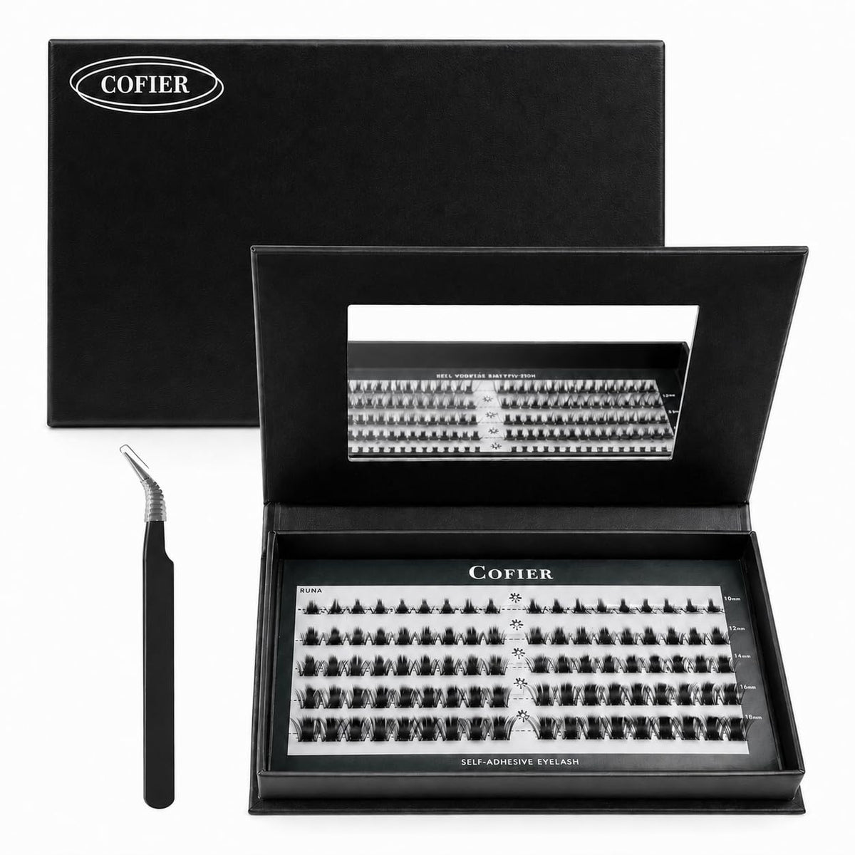 CoFier Pre Glued Wispy Lash Clusters Kit with 90 pcs and tools