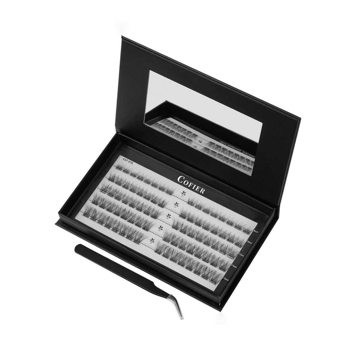CoFier Wispy Lash Clusters Kit front view with 80 individual lashes