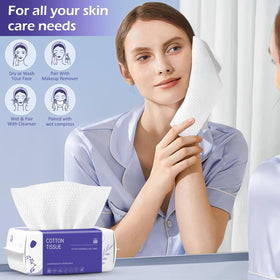 cokoness Disposable Face Towel 400 Count in use for makeup removal
