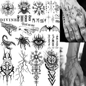 COKTAK 15 Sheets Y2K Temporary Tattoos with various designs
