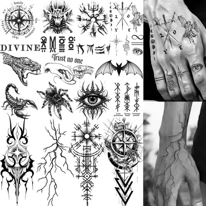 COKTAK 15 Sheets Y2K Temporary Tattoos with various designs