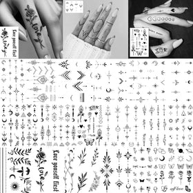COKTAK 18 sheets of Y2K geometric temporary tattoos featuring various designs