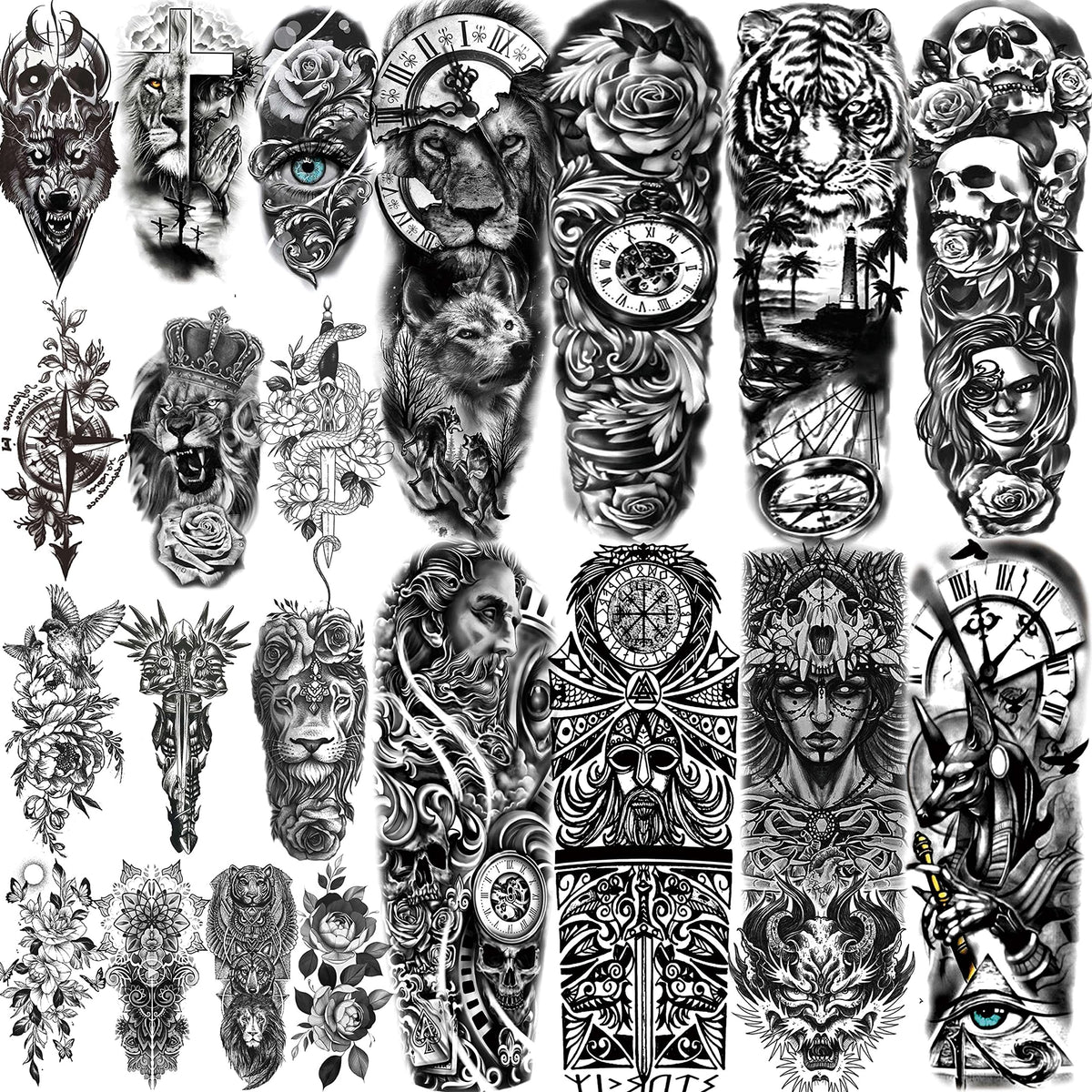 COKTAK 21 sheets of temporary tattoos showcasing various designs