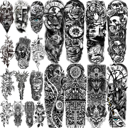 COKTAK 21 sheets of temporary tattoos showcasing various designs