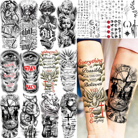 COKTAK 24 Sheets Temporary Tattoos Christian designs front view
