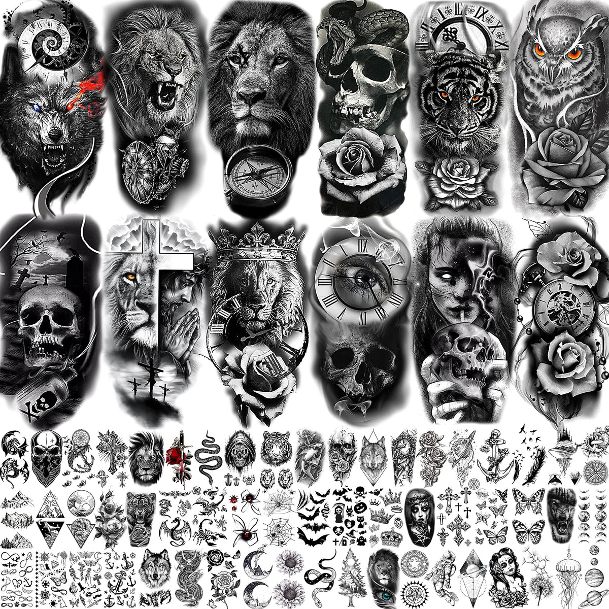 COKTAK 68 Sheets Temporary Tattoos featuring various animal designs