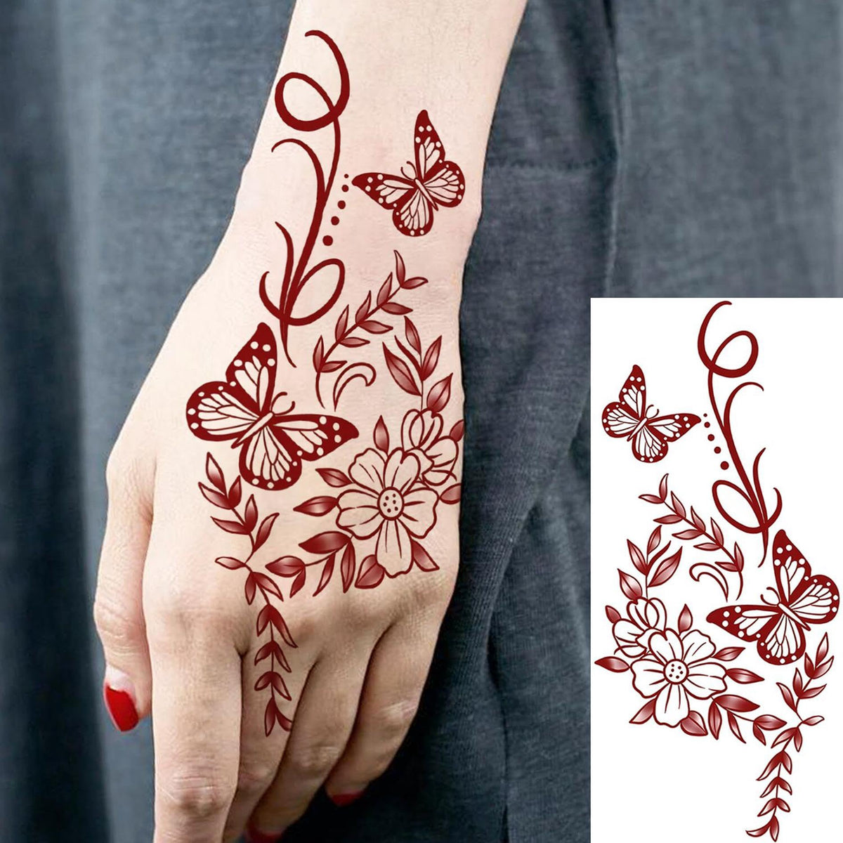 COKTAK floral temporary tattoos displayed on a table
