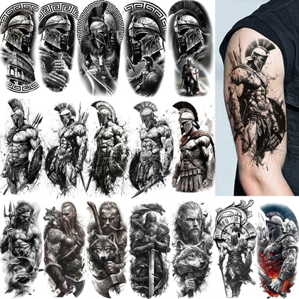 COKTAK Gladiator Warrior Temporary Tattoos 17 sheets front view