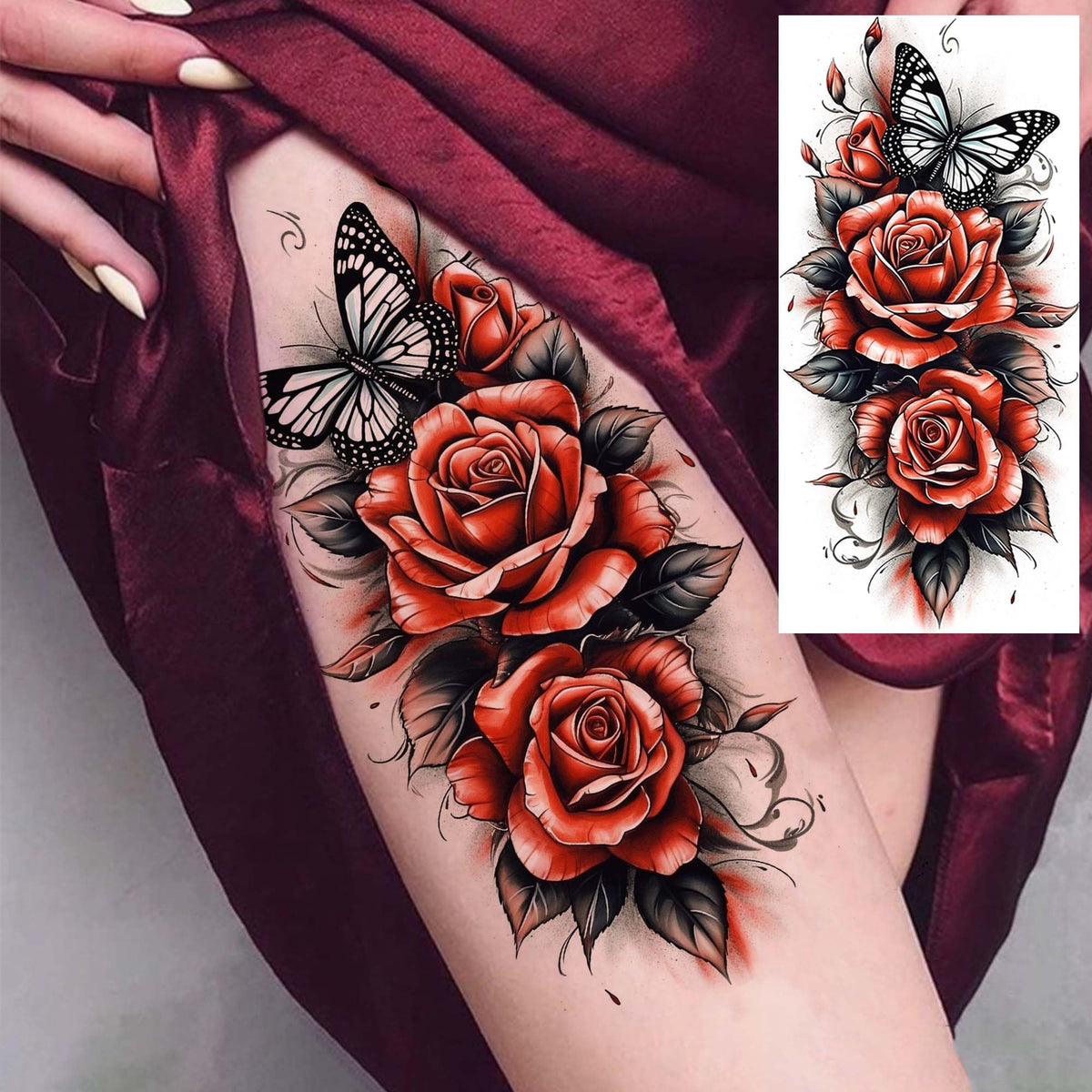 COKTAK small rose temporary tattoos for fingers