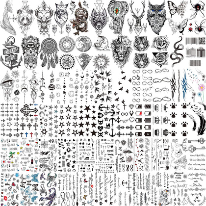 COKTAK temporary tattoos 66 sheets featuring black animal designs