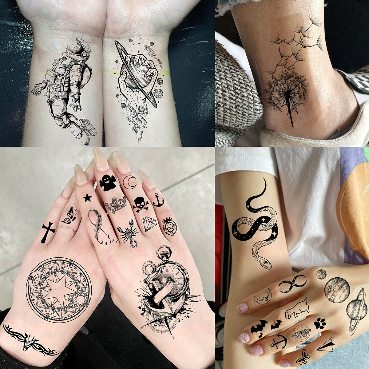 COKTAK temporary tattoos displayed on a table with application tools