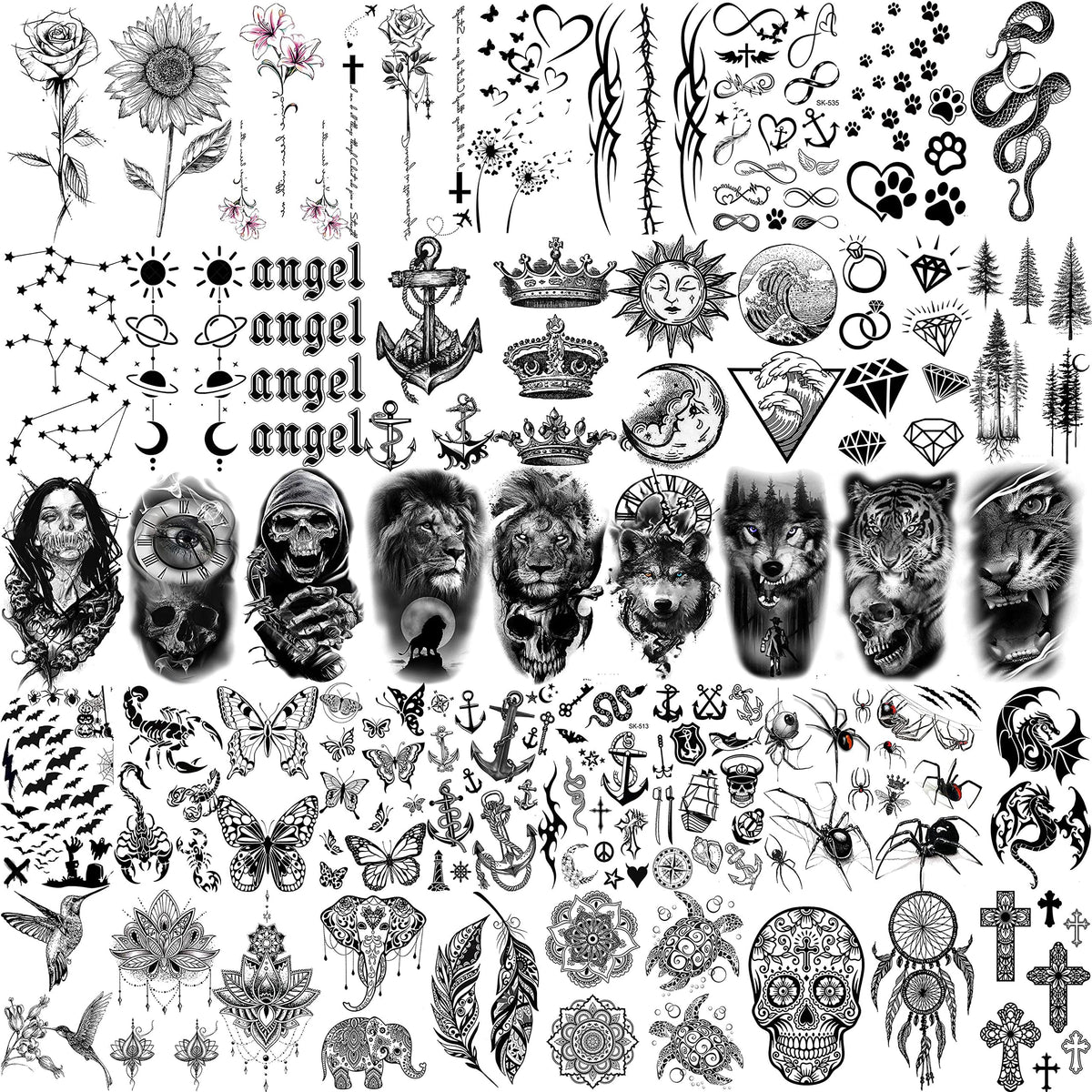 COKTAK temporary tattoos featuring dandelions and butterflies