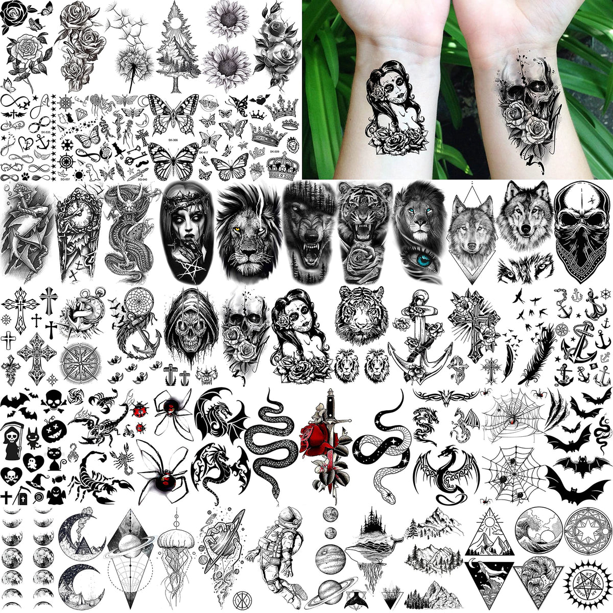 COKTAK temporary tattoos featuring floral and animal motifs