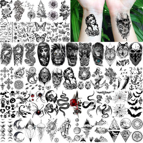 COKTAK temporary tattoos featuring floral and animal motifs