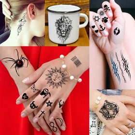 COKTAK temporary tattoos showing different designs including moons and animals