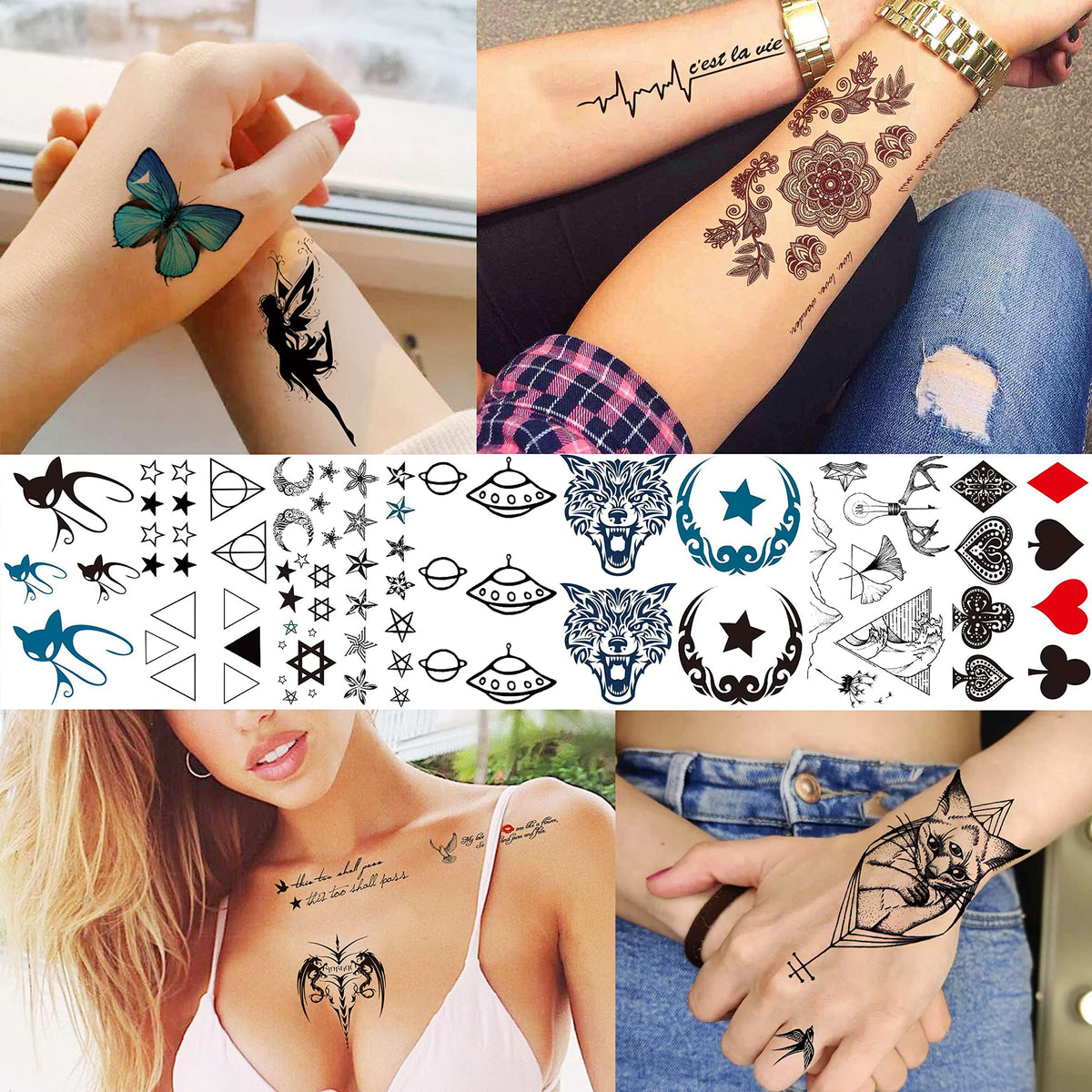 COKTAK temporary tattoos with various designs for kids and adults