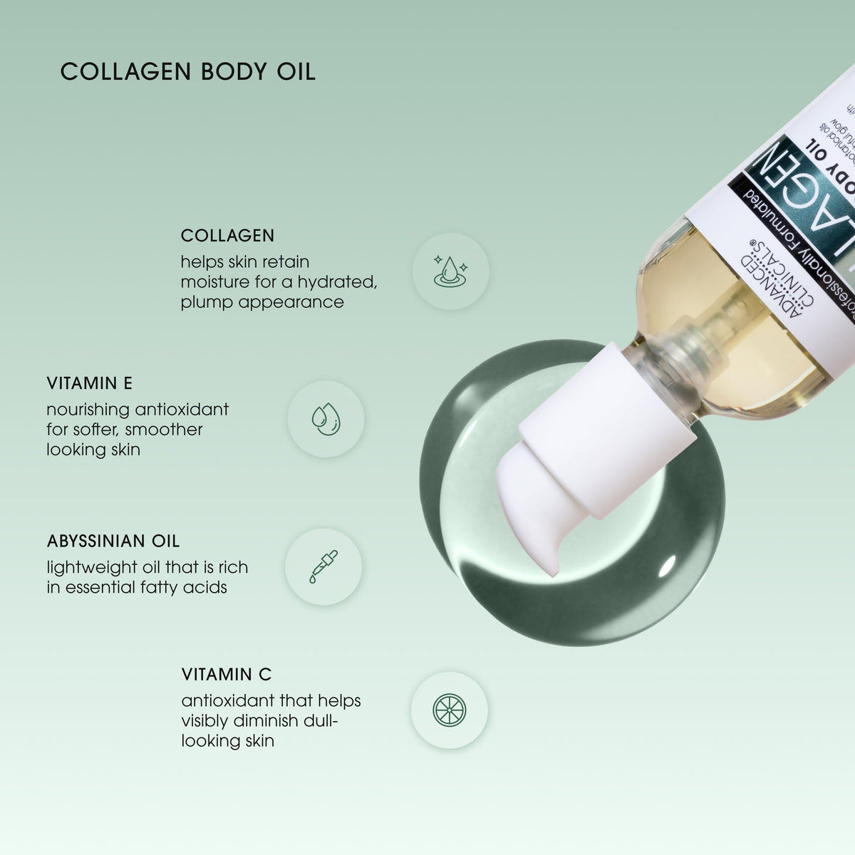 Collagen Body Oil and Cream set on a bathroom counter
