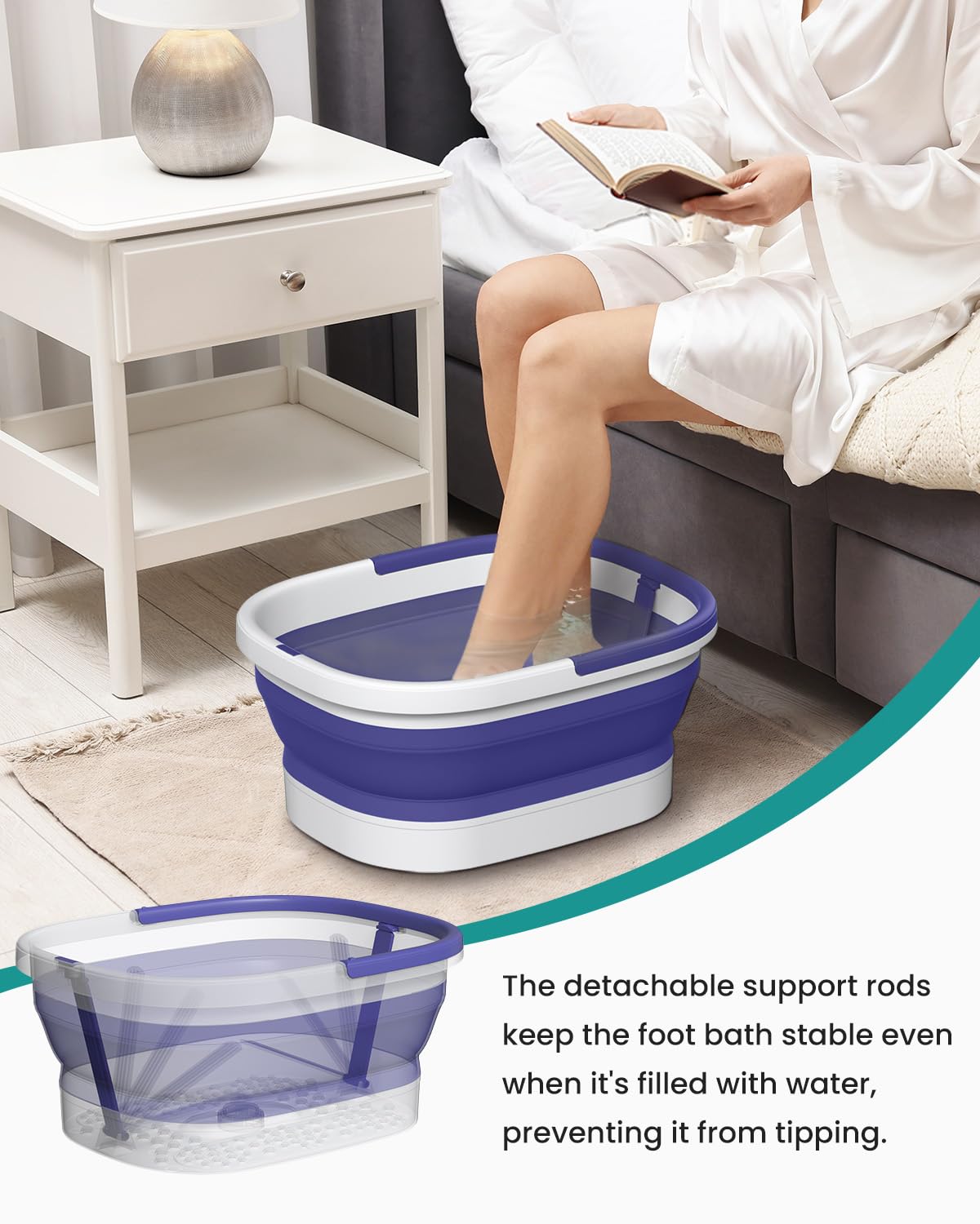 Collapsible design of Nekteck foot soaking tub, folded