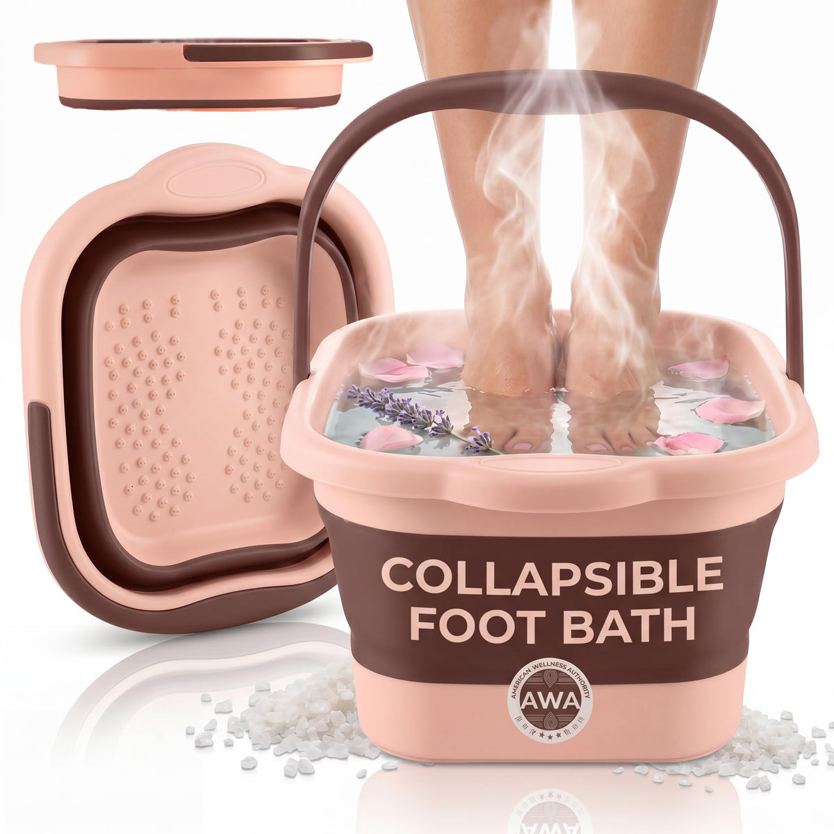 Collapsible Foot Soaking Tub front view with water inside