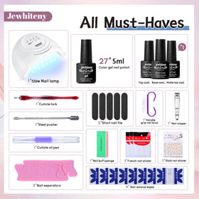 Collection of 27 gel nail polish colours in JEWHITENY kit