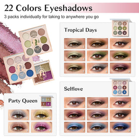 Color Nymph 4-color glitter palette in pink train case
