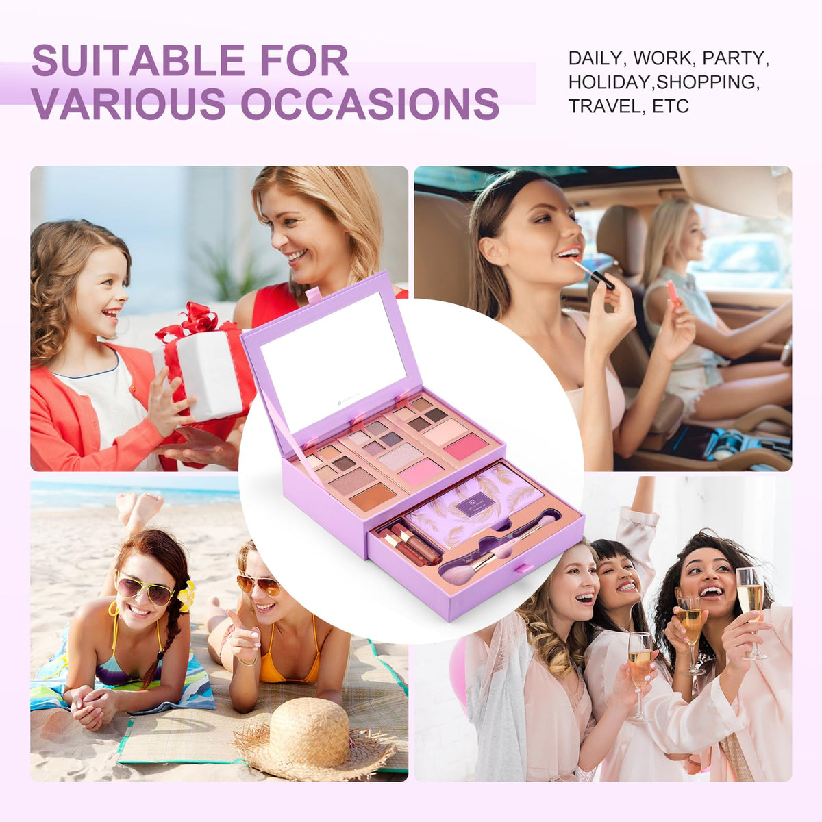 Color Nymph Makeup Kit displayed with makeup brush and palettes