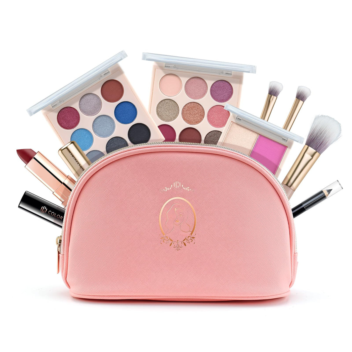 Color Nymph Makeup Kit for Teen Girls, pink cosmetic set front view