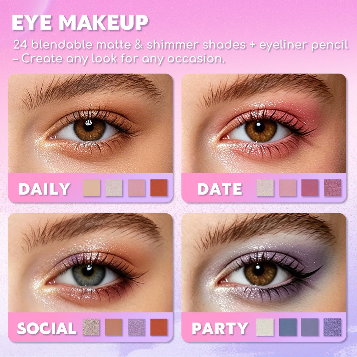 Color Nymph Makeup Kit in purple design showing blush and highlighters