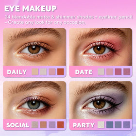 Color Nymph Makeup Kit in purple design showing blush and highlighters
