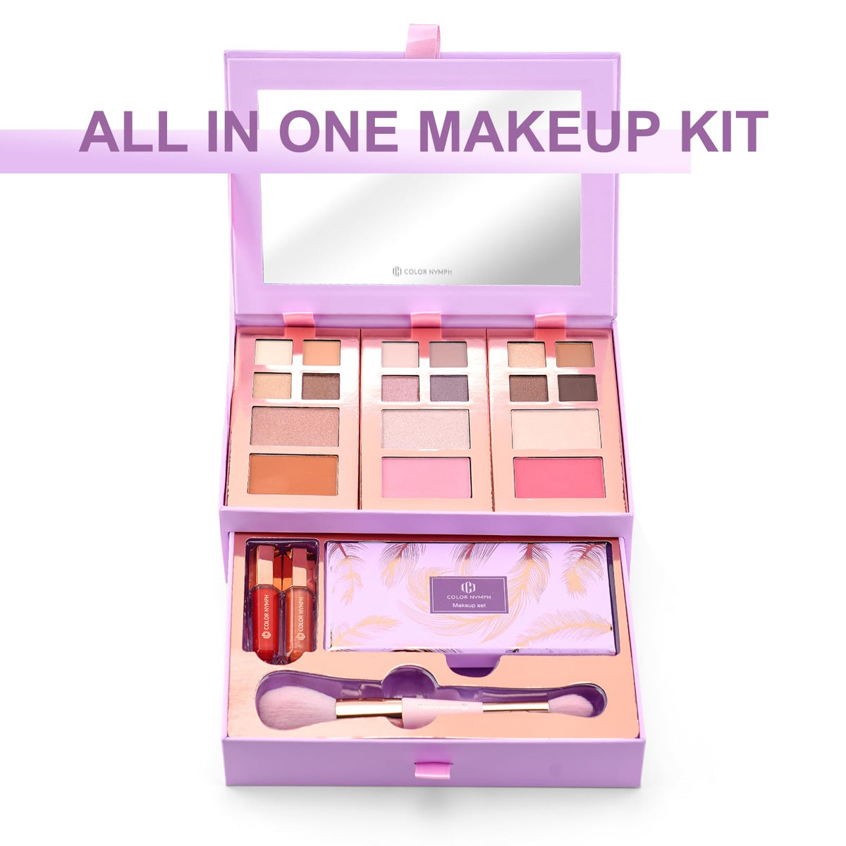 Color Nymph Makeup Kit open showing eyeshadow and lip gloss