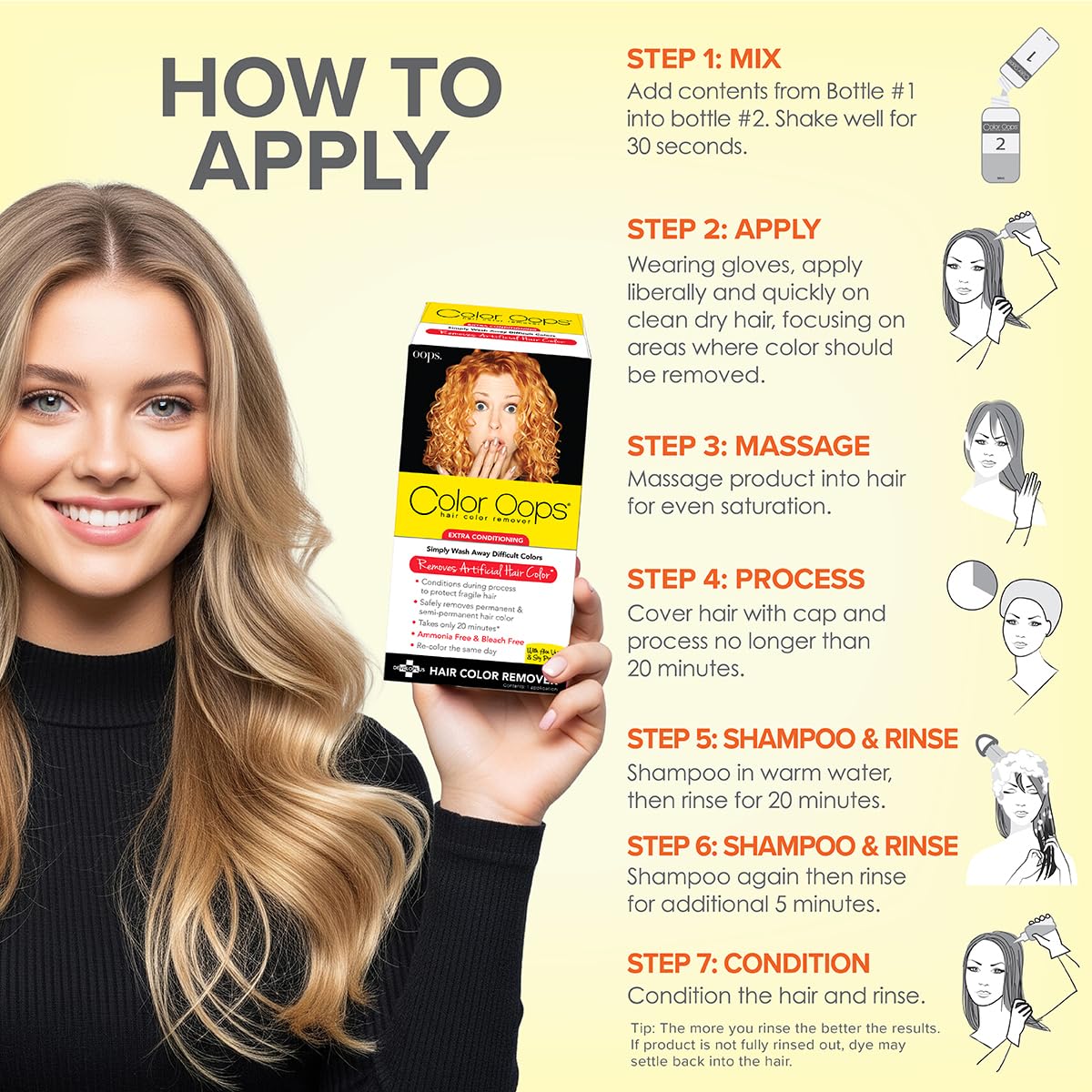 Color Oops Hair Color Remover on dry hair