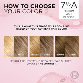 Color swatches of L'Oreal Paris hair dye shades