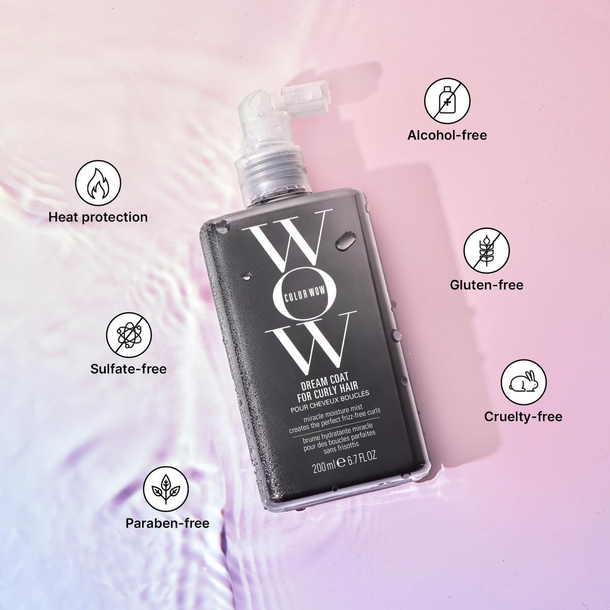 COLOR WOW Dream Coat for Curly Hair on a bathroom shelf