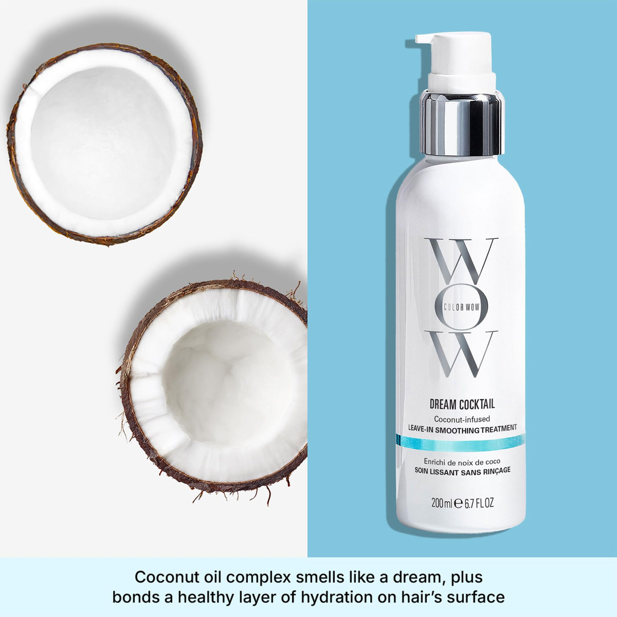 COLOR WOW Dream Cocktail Coconut Infused application on hair