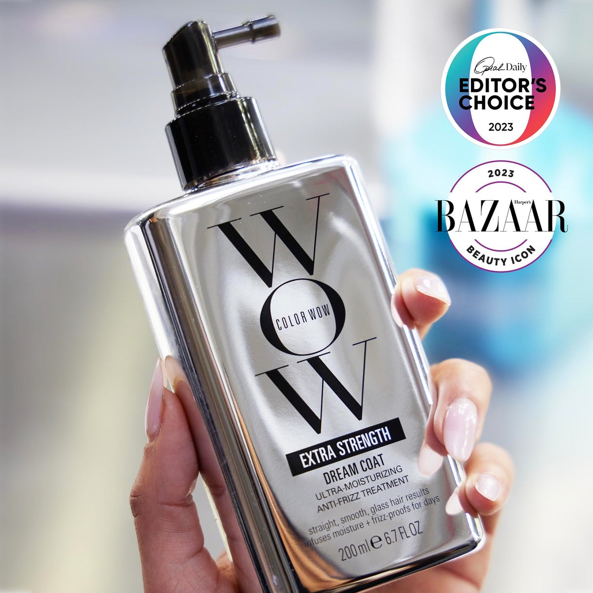 COLOR WOW Extra Strength Dream Coat on a bathroom counter
