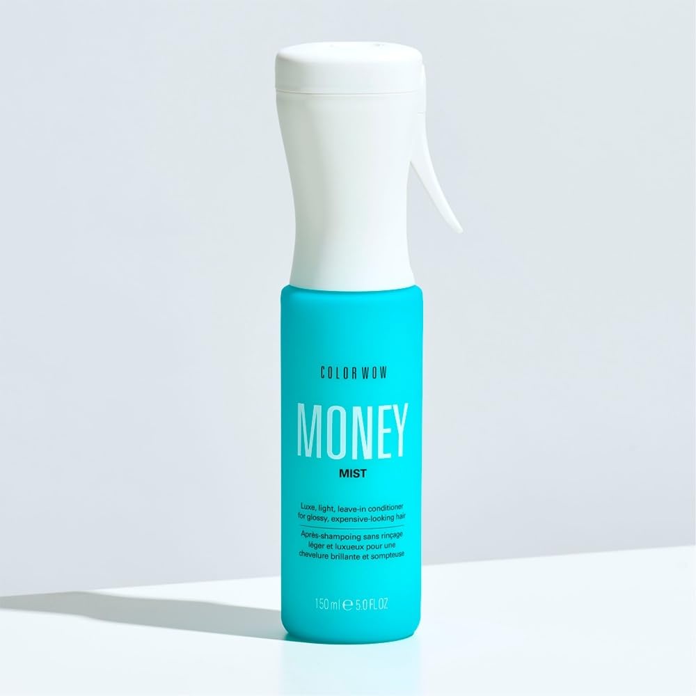 COLOR WOW Money Mist Luxe Leave-In Conditioner on a bathroom counter