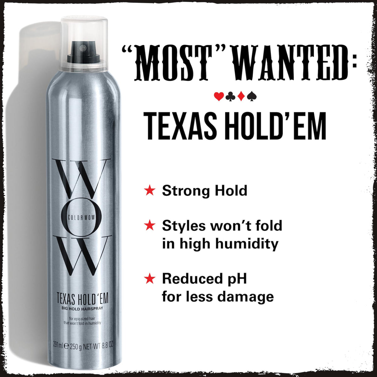 COLOR WOW Texas Hold 'Em Hairspray back view with ingredients